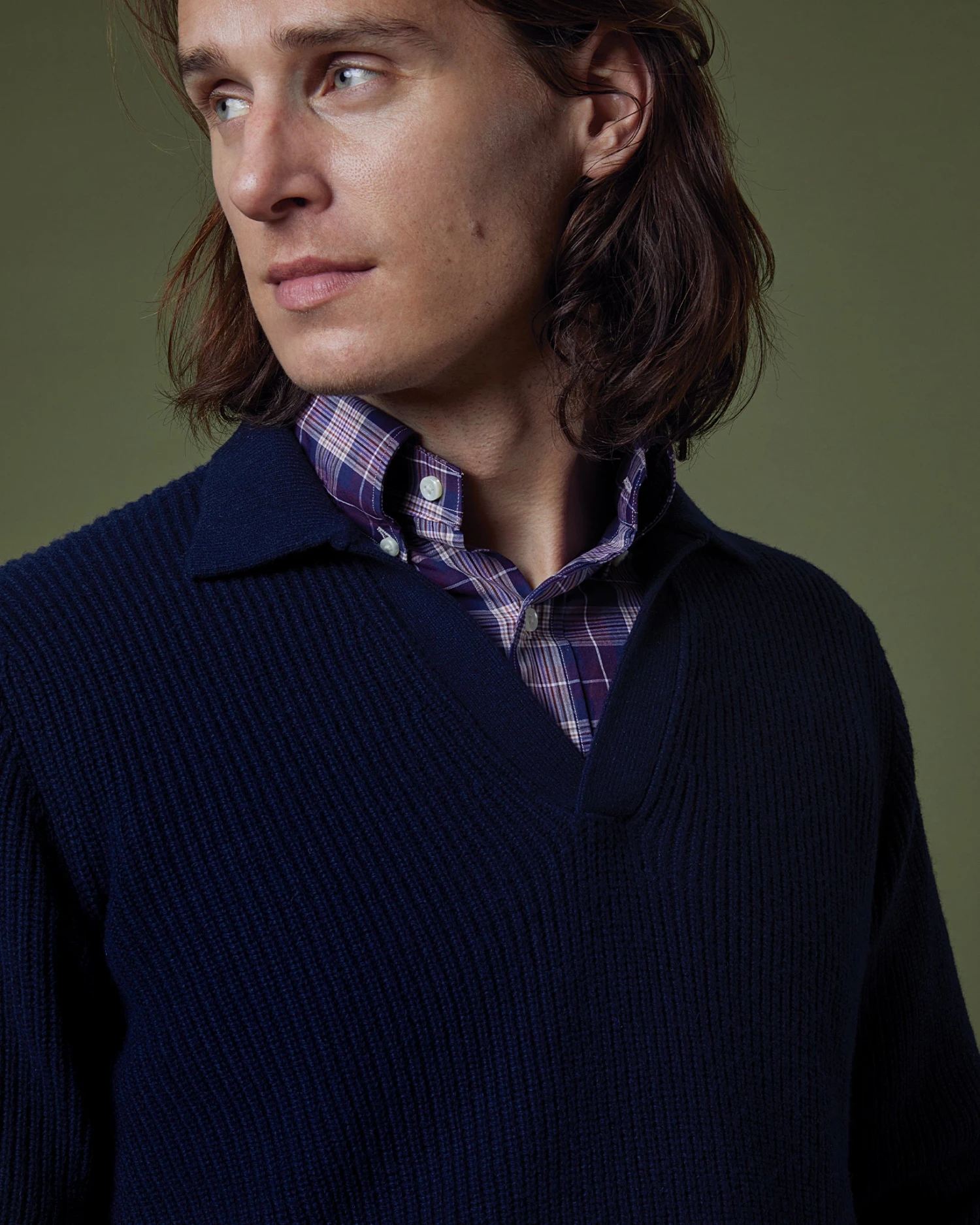 Baja Sweater In Navy Wool/Cotton Blend 2 Baja Sweater In Navy Wool/Cotton Blend - Image 2