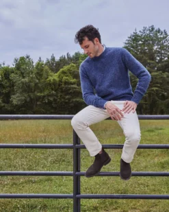 Washed Off-Gauge Crewneck Sweater In Heather Ink Wool -fashion M HOLIDAY 23 CATALOG PDP 4 D2 S71085