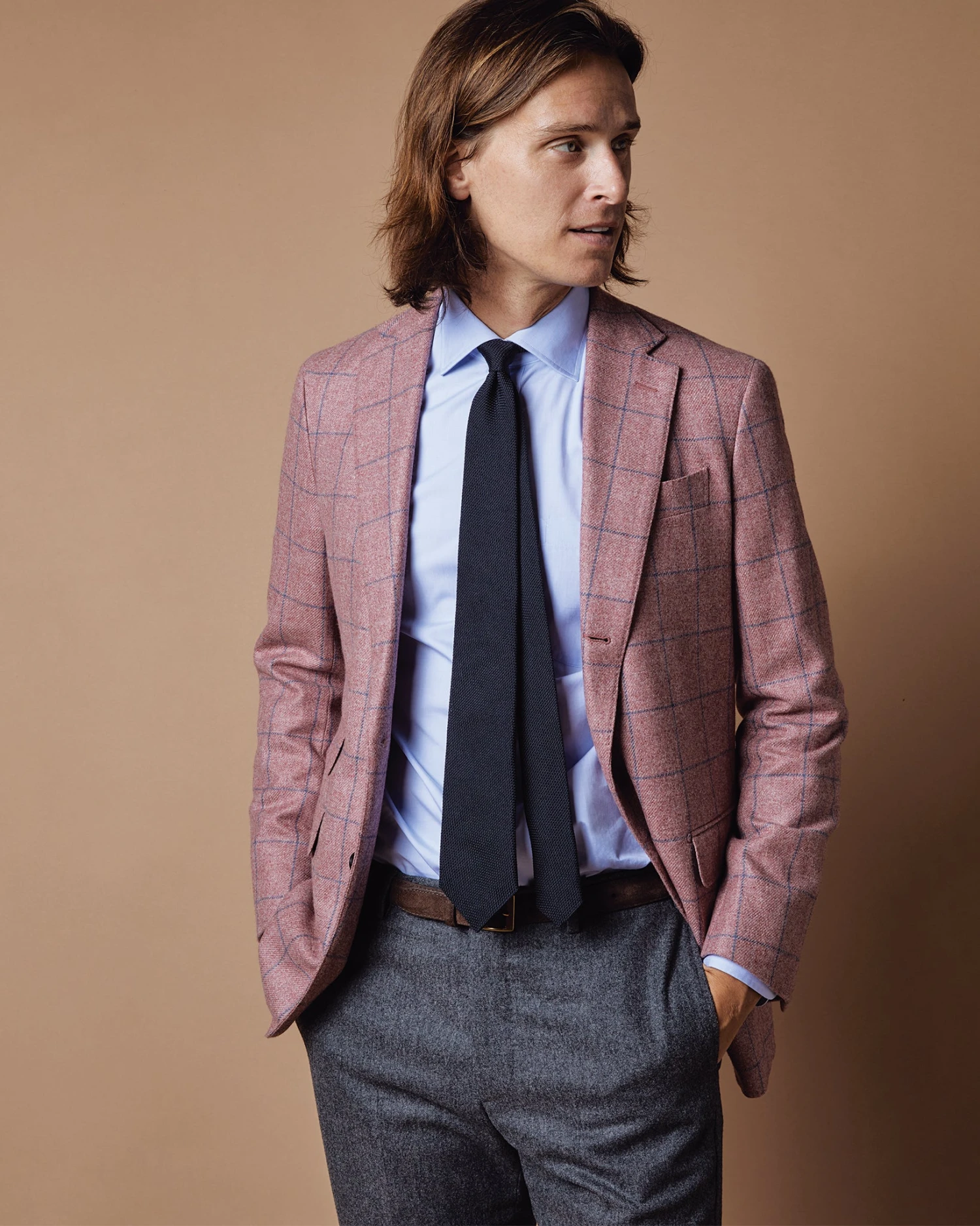 Virgil No. 2 Jacket In Orchid/Blue Windowpane Tweed 2 Virgil No. 2 Jacket In Orchid/Blue Windowpane Tweed - Image 2