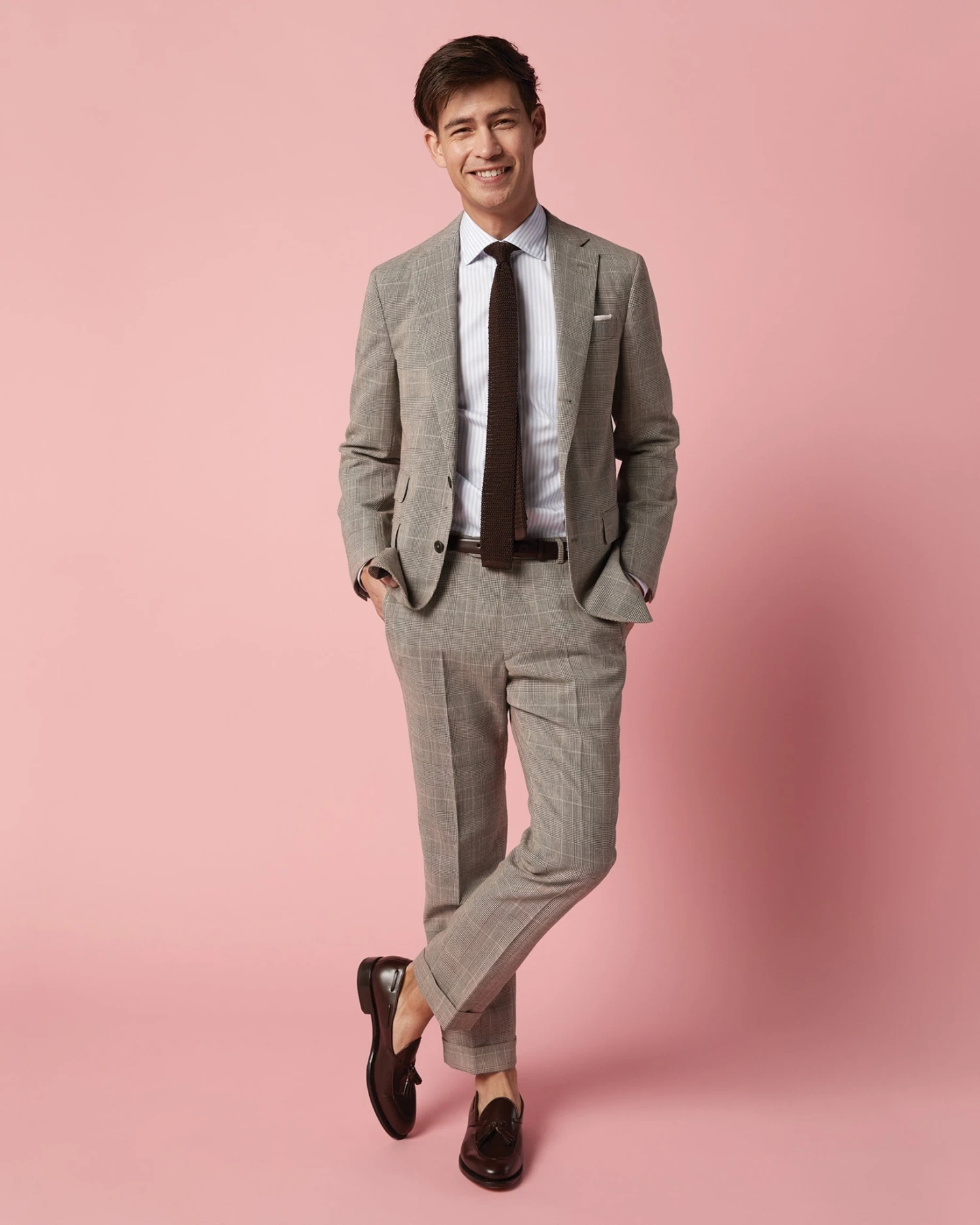 Virgil No. 3 Suit In Brown/Bone/Orange Plaid Prince Of Wales Hopsack 4 Virgil No. 3 Suit In Brown/Bone/Orange Plaid Prince Of Wales Hopsack - Image 4