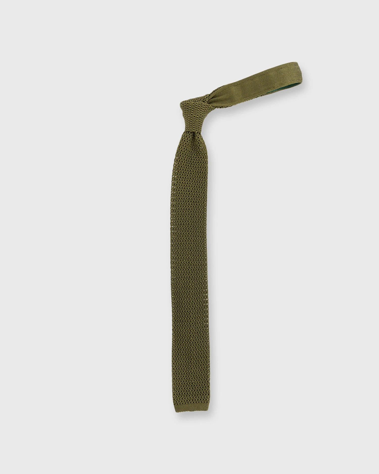Silk Knit Tie In Olive 2 Silk Knit Tie In Olive - Image 2