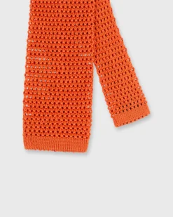 Silk Knit Tie In Orange