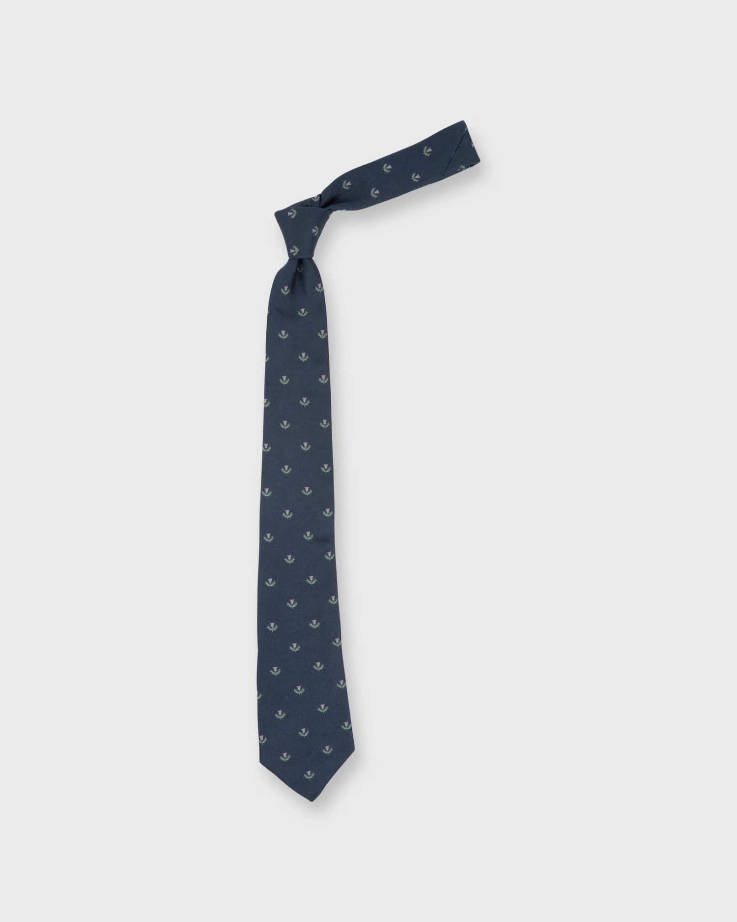 Silk Faille Club Tie In Navy/Lavender/Green Laurel 3 Silk Faille Club Tie In Navy/Lavender/Green Laurel - Image 3