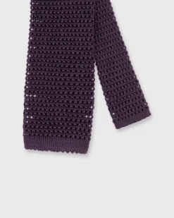 Silk Knit Tie In Plum