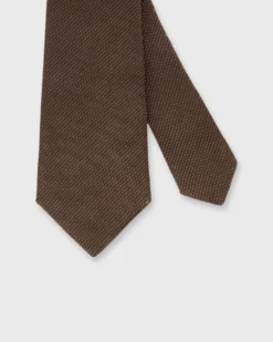 Silk Fino Grenadine Tie In Brown