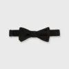 Straight Bow Tie In Black Silk Faille