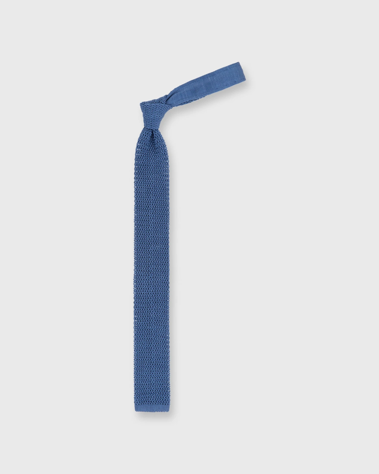 Silk Knit Tie In Mid-Blue 3 Silk Knit Tie In Mid-Blue - Image 3