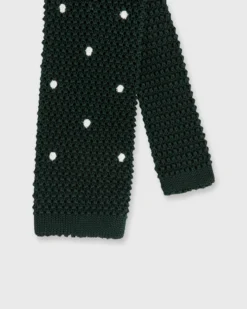Silk Knit Tie In Hunter/White Dot