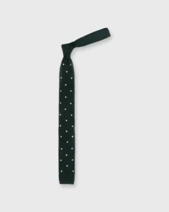 Silk Knit Tie In Hunter/White Dot -fashion S18532 3