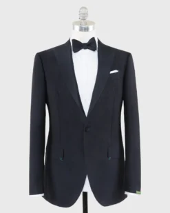 Kincaid No. 3 Peak Lapel Tuxedo In Navy Wool Mohair With Silk Grosgrain Trim