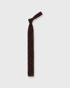 Silk Knit Tie In Chocolate/French Blue Dot -fashion S19697 3