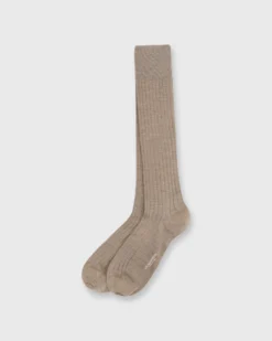 Over-The-Calf Dress Socks In Heather Beige Fine Merino