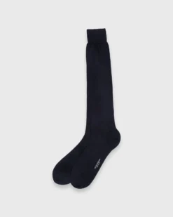 Over-The-Calf Dress Socks In Navy Cashmere/Silk