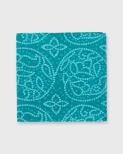 Cotton Print Pocket Square In Teal/Mint/Turquoise Dot Constellation