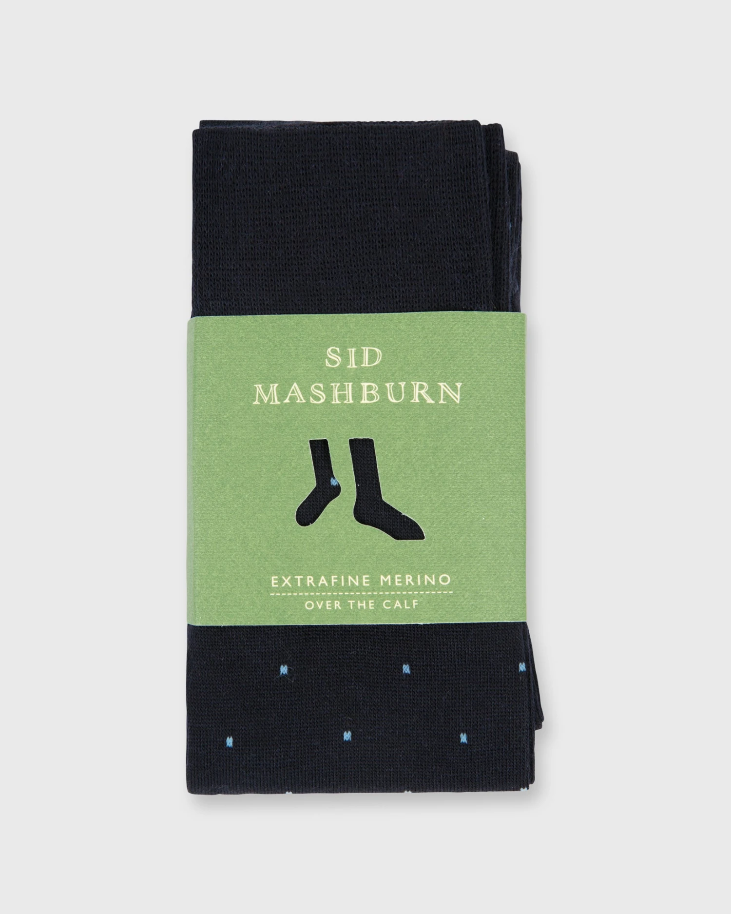 Over-The-Calf Dress Socks In Navy/Sky Dot Extra Fine Merino 2 Over-The-Calf Dress Socks In Navy/Sky Dot Extra Fine Merino - Image 2