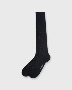 Over-The-Calf Dress Socks In Navy/Green Dot Extra Fine Merino