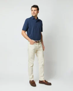 Short-Sleeved Polo In Navy Pima Pique -fashion S33503 214