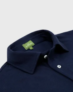 Short-Sleeved Polo In Navy Pima Pique -fashion S33503 3