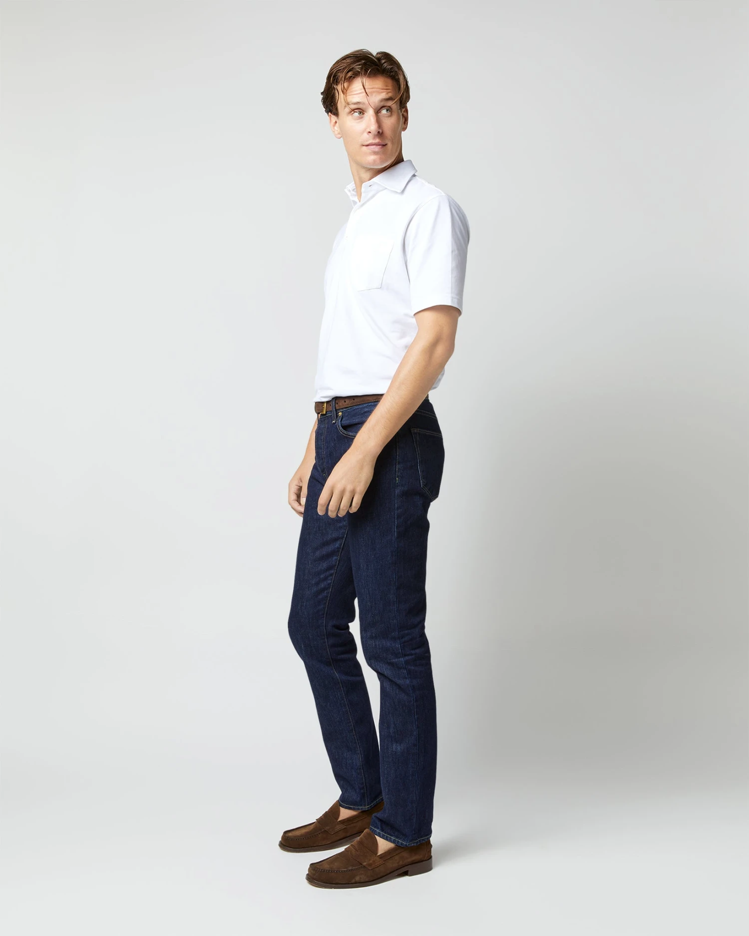 Short-Sleeved Polo In White Pima Pique 5 Short-Sleeved Polo In White Pima Pique - Image 5