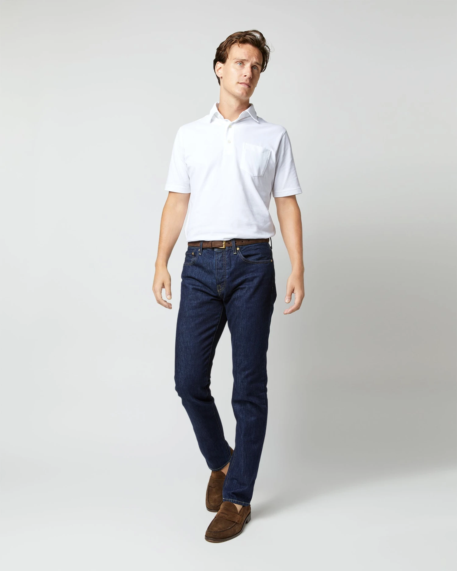 Short-Sleeved Polo In White Pima Pique 4 Short-Sleeved Polo In White Pima Pique - Image 4