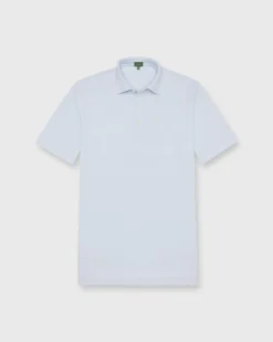 Short-Sleeved Polo In Pale Blue Pima Pique