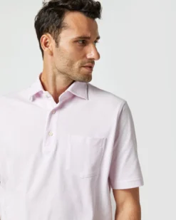 Short-Sleeved Polo In Pale Pink Pima Pique -fashion S33507 1323