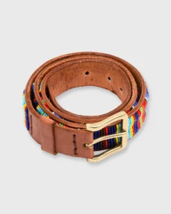 1.25" African Beaded Belt In Multicolor Vertical Stripe