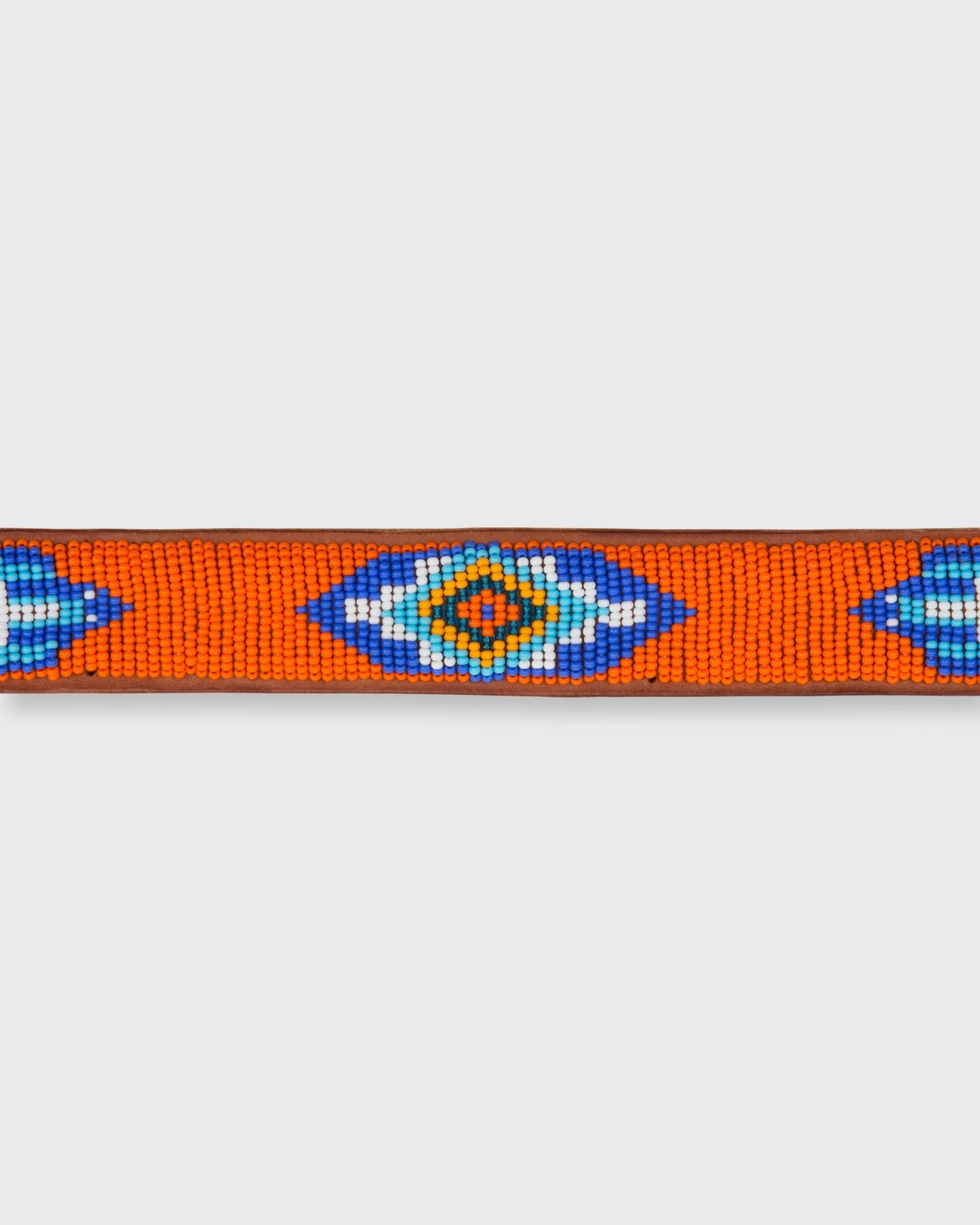 1.25" African Beaded Belt In Orange/Blue/Turquoise/White Chobe Design 2 1.25" African Beaded Belt In Orange/Blue/Turquoise/White Chobe Design - Image 2
