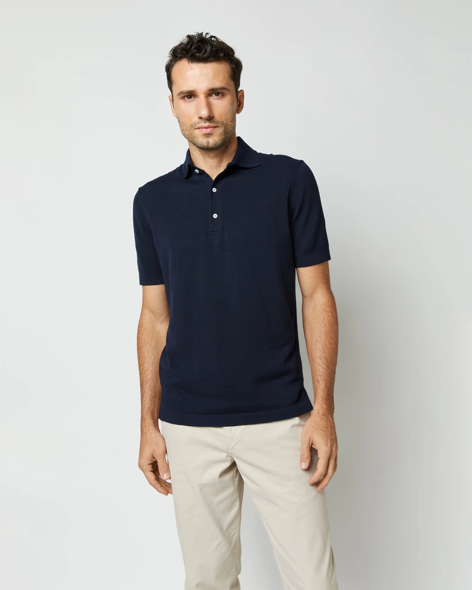 Rally Polo Sweater In Navy Cotton 2 Rally Polo Sweater In Navy Cotton - Image 2