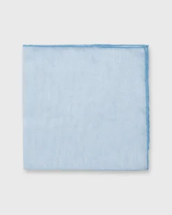 Hand-Rolled Pocket Square In Sky Cotolino/Blue Edge