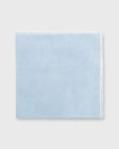 Hand-Rolled Pocket Square In Sky Cotolino/White Edge