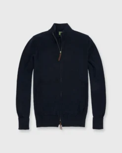 Track Jacket Sweater In Navy Cashmere