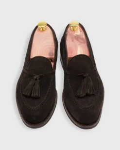 Italian Tassel Loafer In Dark Chocolate Suede