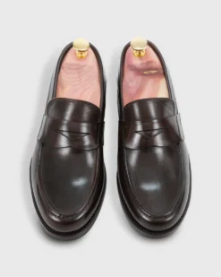 Italian Penny Loafer In Dark Brown Calfskin