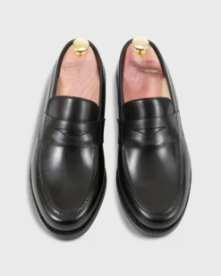 Italian Penny Loafer In Black Calfskin