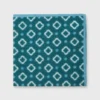 Wool/Silk Print Pocket Square In Forest/Lovat Blue/Bone Diamond