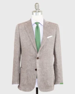 Virgil No. 2 Jacket In Brown/Sand Linen Twill