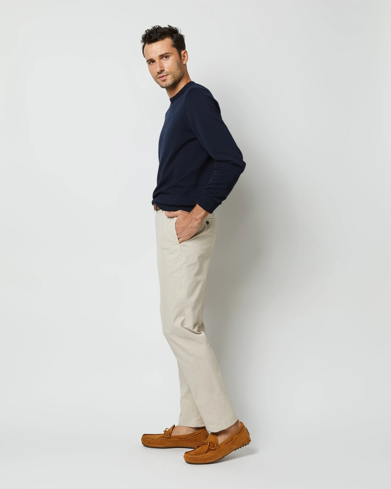 Crewneck Sweater In Navy Cotton 4 Crewneck Sweater In Navy Cotton - Image 4