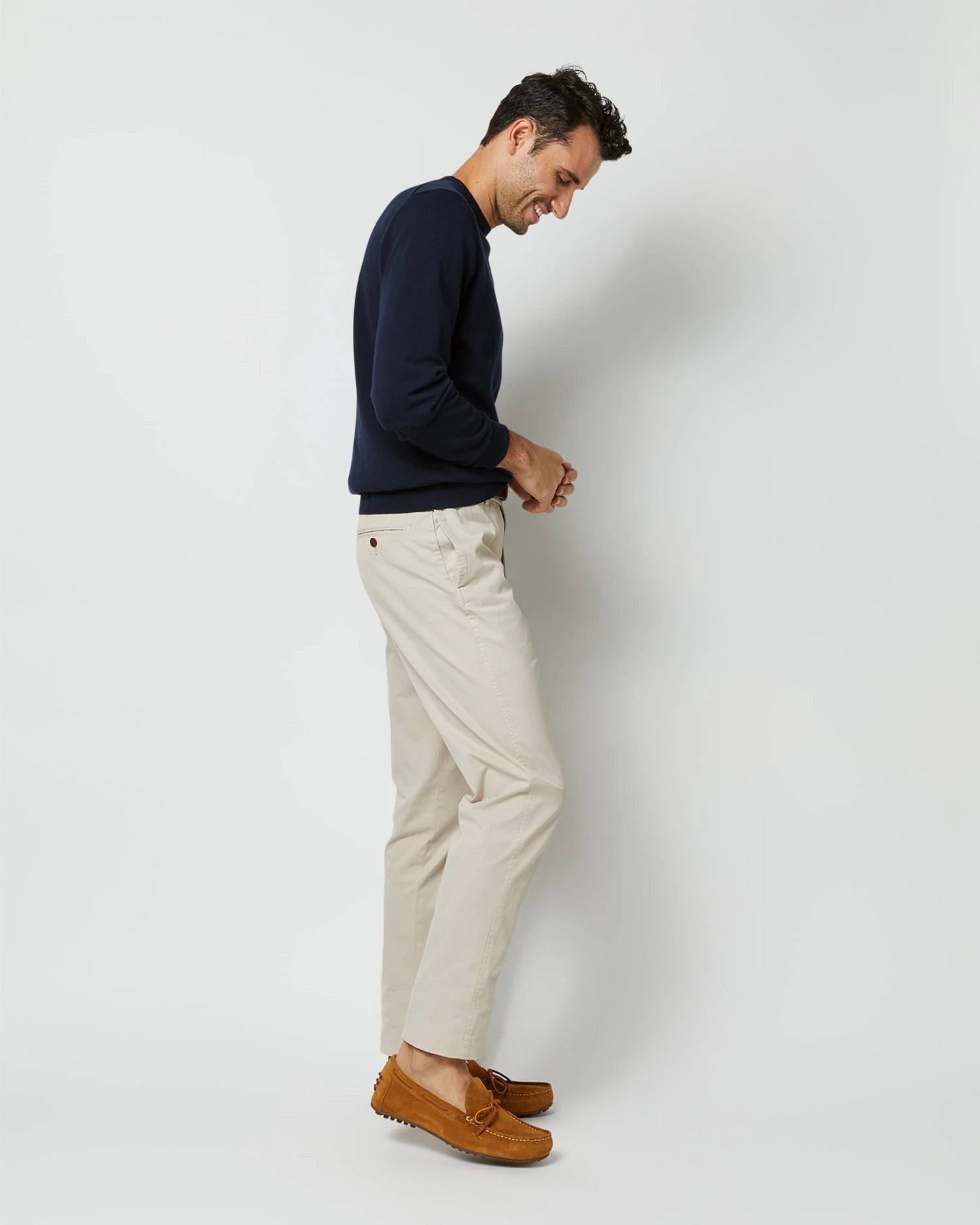 Crewneck Sweater In Navy Cotton 5 Crewneck Sweater In Navy Cotton - Image 5