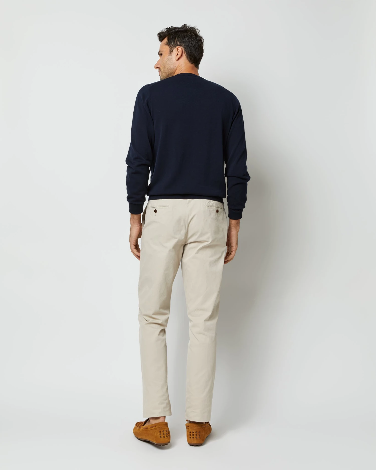 Crewneck Sweater In Navy Cotton 6 Crewneck Sweater In Navy Cotton - Image 6