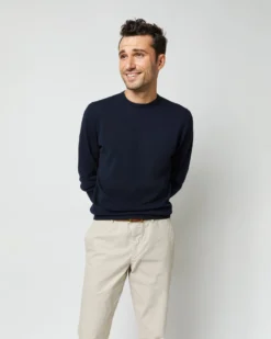Crewneck Sweater In Navy Cotton 14 Crewneck Sweater In Navy Cotton -fashion S48620 5720