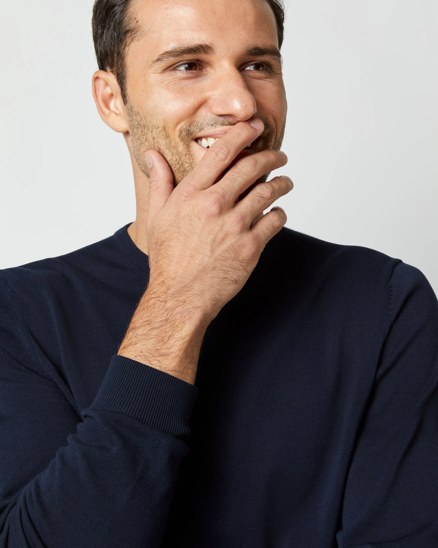 Crewneck Sweater In Navy Cotton 8 Crewneck Sweater In Navy Cotton - Image 8