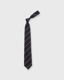 Silk Repp Tie In Midnight/Red/White Stripe -fashion S48884 3