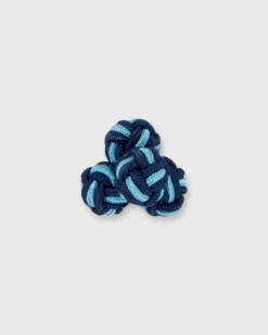 Small Silk Knot Cufflinks In Dark Blue/Light Blue