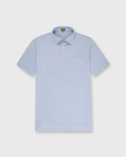 Short-Sleeved Polo In Sky Blue Oxford Pique