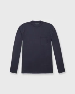 Long-Sleeved Pocket Tee In Navy Heavy Jersey