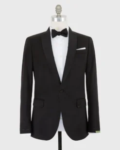 Virgil No. 3 Shawl Collar Tuxedo In Black Wool With Silk Grosgrain Trim