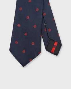 Silk Woven Club Tie In Navy/Red 45 Turntable Adapter