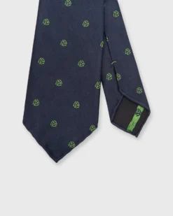 Silk Woven Club Tie In Navy/Green 45 Turntable Adapter