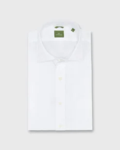 Slim-Fit Spread Collar Sport Shirt In White Poplin